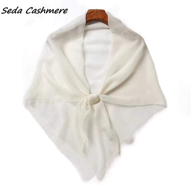 100%Cashmere Scarf Women  Ladies Luxury brand Thin Summer Winter  Ring Cashmere Square Shawl  Soft 100-100cm 1M