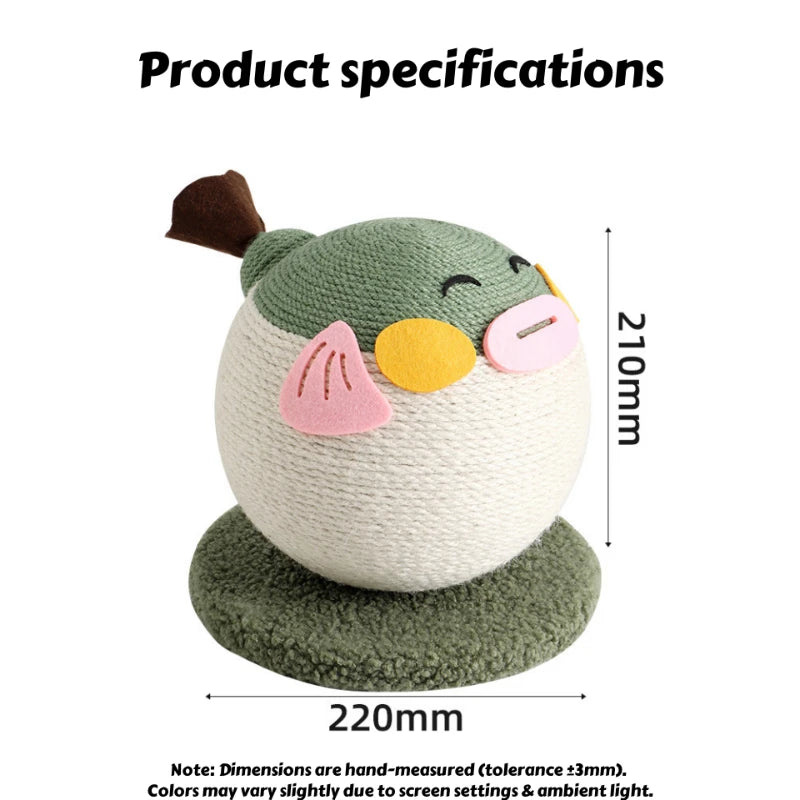 Pufferfish Scratching Ball Cat Toy – Self-Play Textured Surface with Grippy Fibers Solo Entertainment Pet Interactive  Cat toy