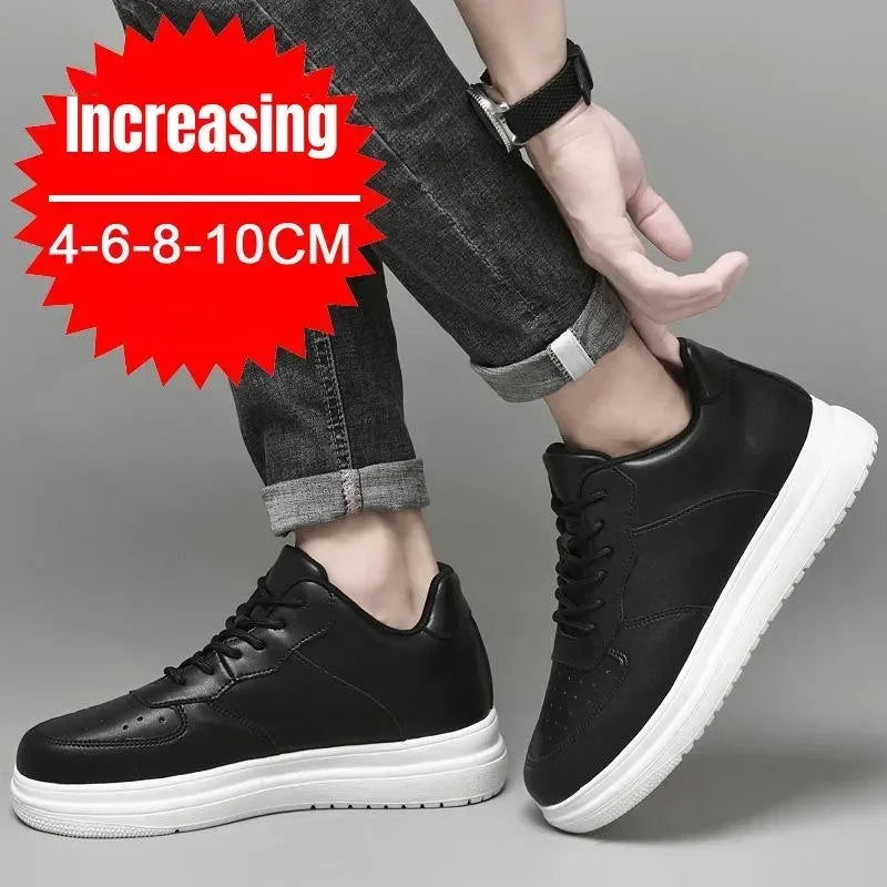Manufacturer   PDEP New Height Increasing Shoes for Men 10cm Invisible Elevator Sneakers White Leathe Sport Zapatillas De Hombre Big Size 46    Sneakers