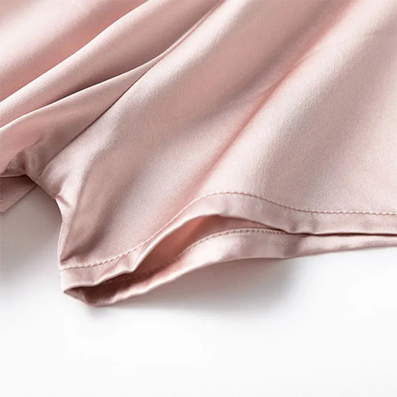 Women Midi Dress 100% Mulberry Silk 20 Momme Crew neck belted waist Solid Color Light Pink A Line Long Dress