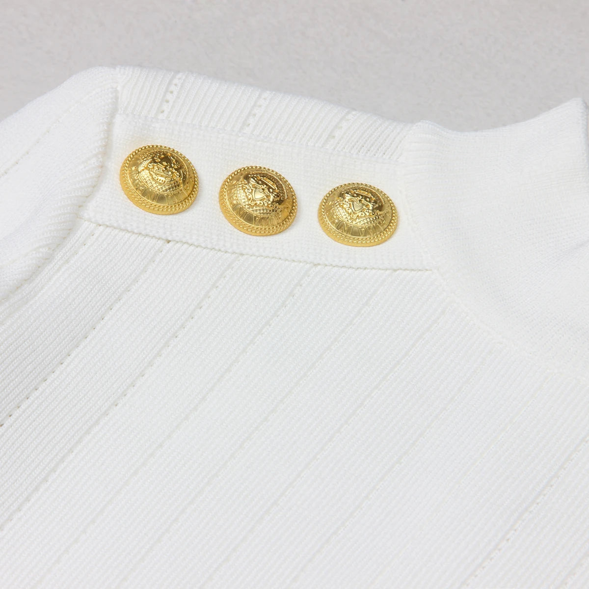 Three Colors Of High-quality New Fashionable Stretch Knit Solid Color Shoulder Button Long Sleeved Slim Fit Women's Dress