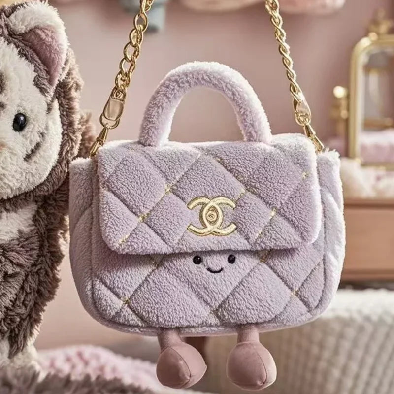 Jellycat Small Fragrant Style Ling Grid Chain Hair Bag Summer New Handbag Daifei Bag Stuffed Animal Plush Toy Girl Birthday Gift