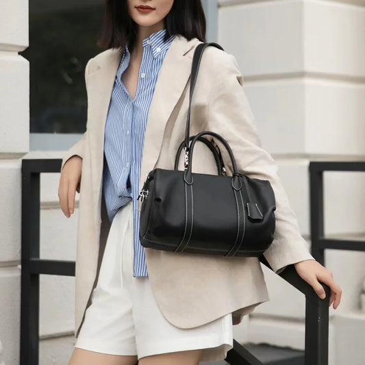 New Style Genuine Leather Women's Bag Large Capacity Commuter Handbag Vintage Single Shoulder Bag Motorcycle Equipment Acce