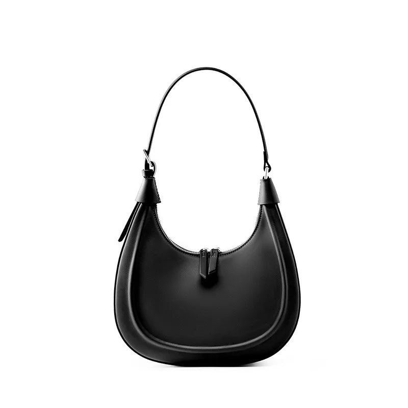 100% Genuine Leather Women Handbag luxury Cowhide shoulder bag ladies Half Moon Bag Fashion Underarm Bag crossbody For women