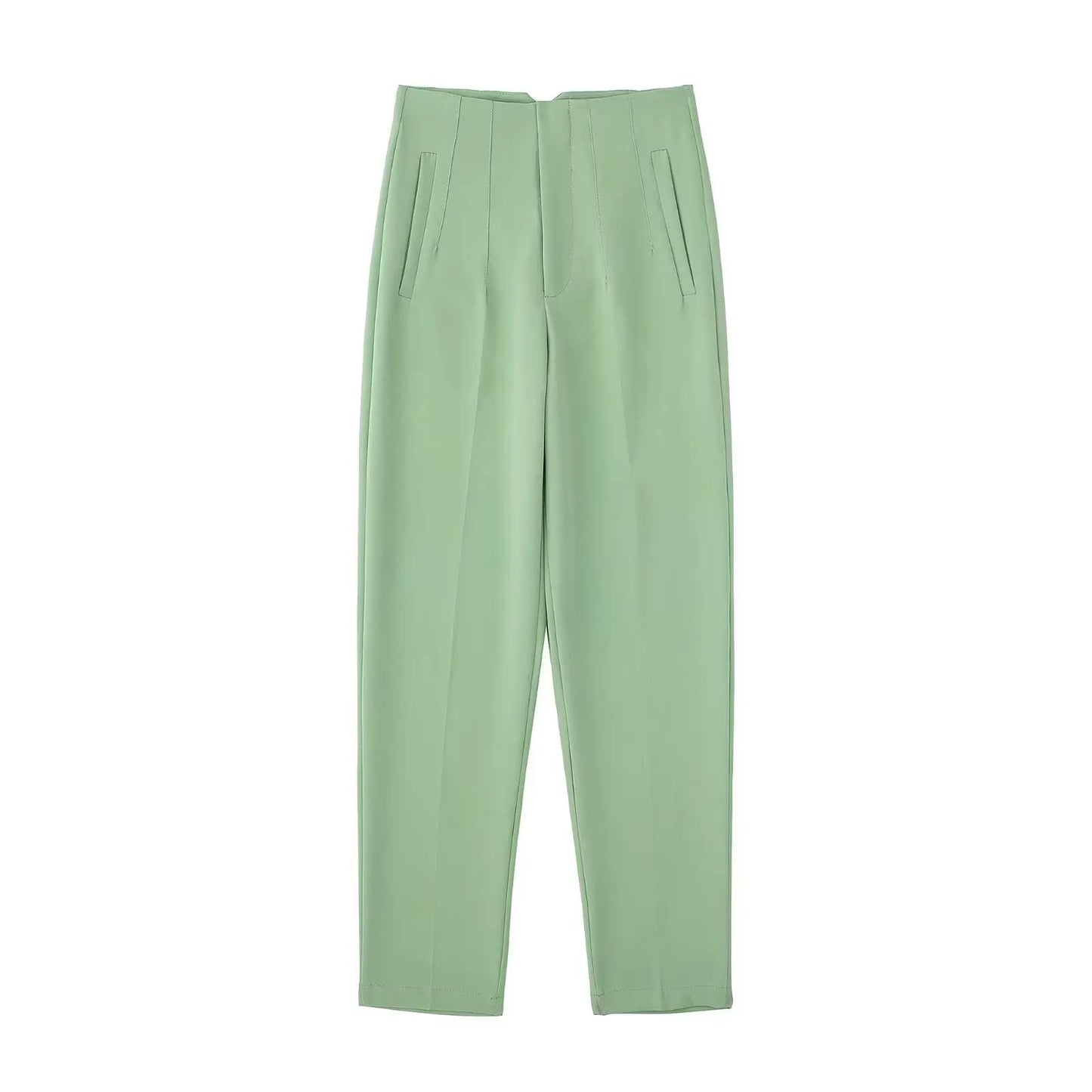 Willshela Women Fashion Straight Pants High Waist Front Zipper Trousers Vintage Full Length Female Chic Lady