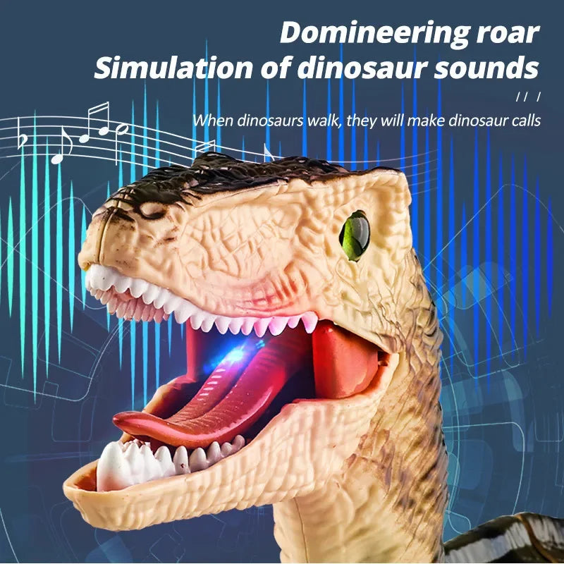 Remote Control Dinosaur Toys Kids RC Electric Walking Jurassic Dinosaur Simulation Velociraptor Toy With LED Light And Roaring