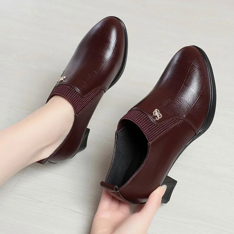 Manufacturer   Spring New Women’s Dress Shoes – PU Leather, Mid Heel with Elasticized Opening, Ideal for Office & Party, Comfortable Fit   Pumps