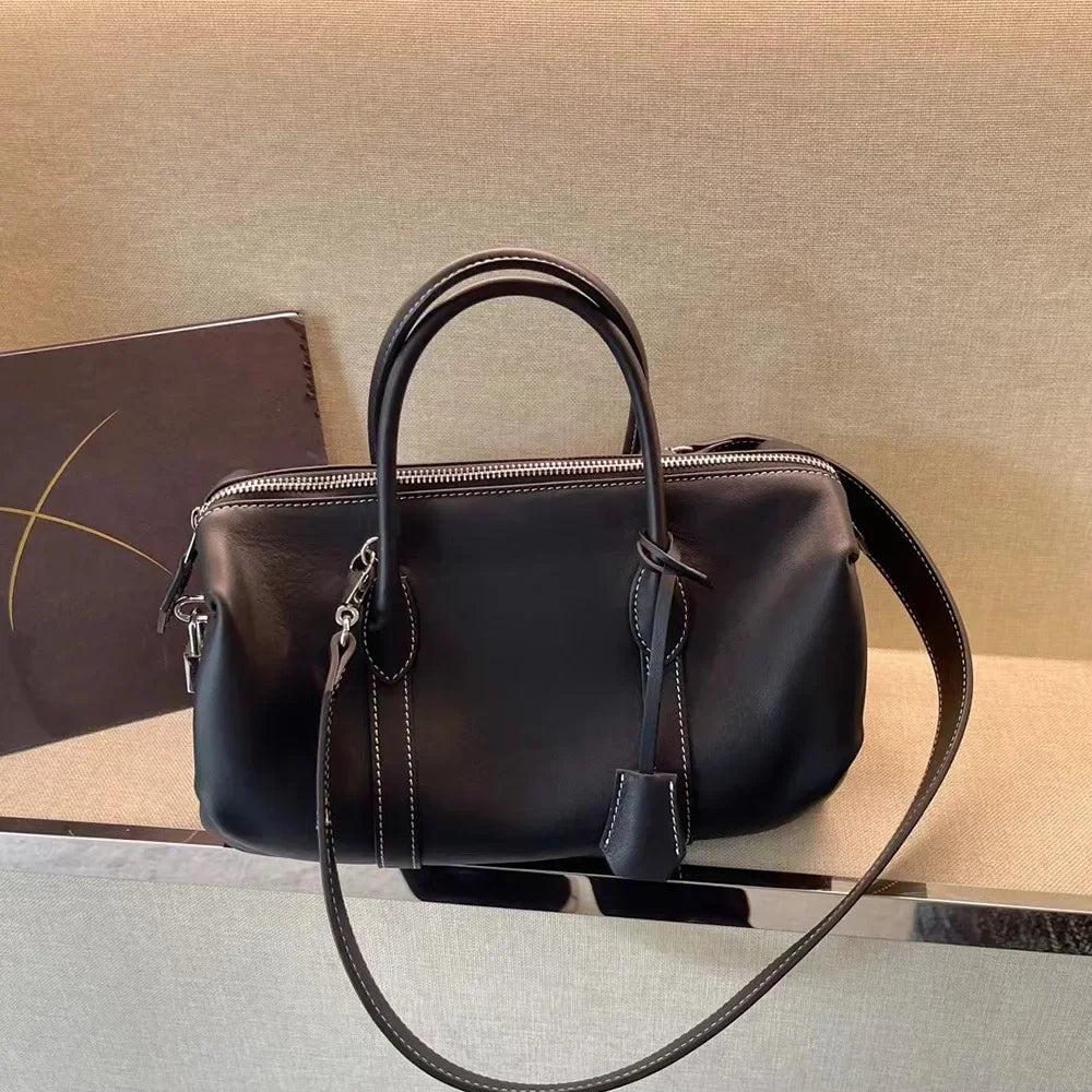New Style Genuine Leather Women's Bag Large Capacity Commuter Handbag Vintage Single Shoulder Bag Motorcycle Equipment Acce