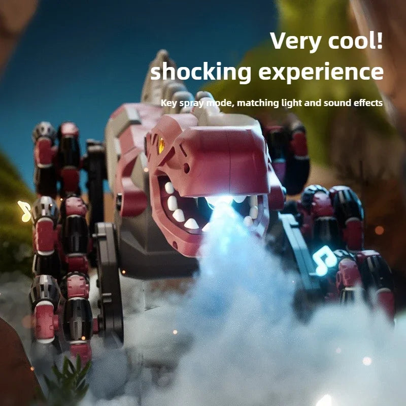 2.4G Children RC Robot Dinosaur Toy 8 Wheels Photoelectric Spray Stunt Action Remote Control Electric Off-road Dogs Kids Gifts