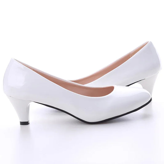 Manufacturer   Shoes Ladies Pumps Medium Heel Nude Sexy High Heels Weeding Shoes Women Office Work White Pumps Party Shoes   Pumps