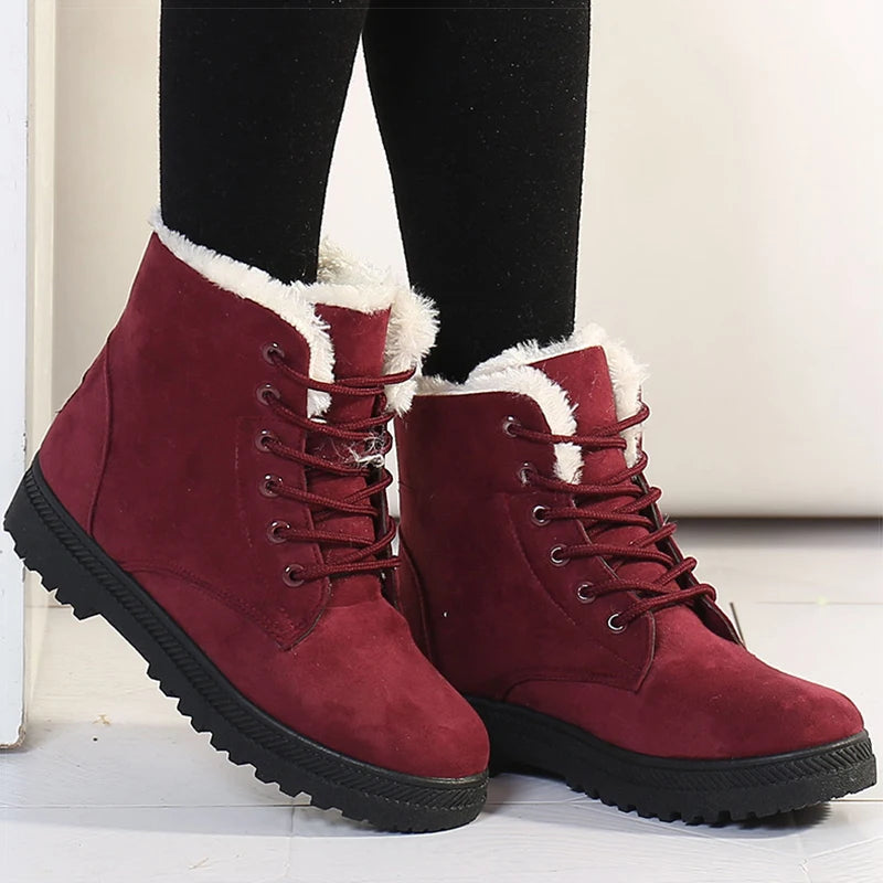 Manufacturer   Women's Winter Boots Low Heels Women Boots With Fur Warm Winter Shoes Women Snow Boots Ankle Botas Mujer Winter Footwear Female   boots