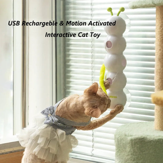 Smart Cat Toy Auto Emerging Tailed Worm Motion Activated Interactive Teaser Game with 3 Play Modes for All Age Cats  Cat toy