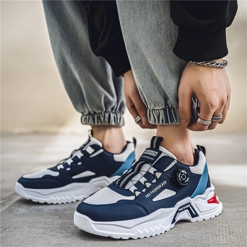 Manufacturer   Men's Korean rotating buckle fashion casual sports shoes four season soft soled non slip outdoor running shoes student sneakers    Sneakers