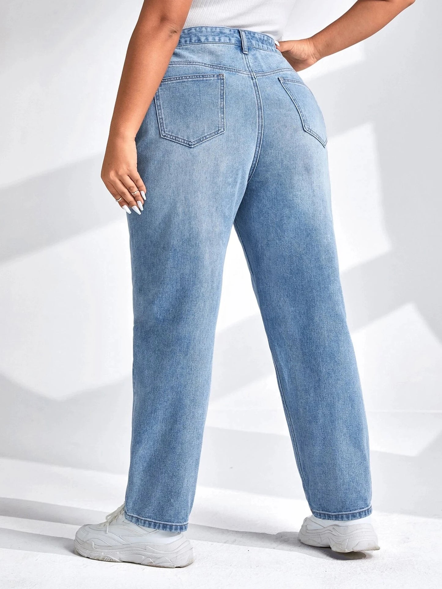 Plus Size Harem Light Blue Jeans High Waist Stretchy Full Length Slim Fitting Tapered Jeans for Mom 100kgs 6XL Lady Denim Pant