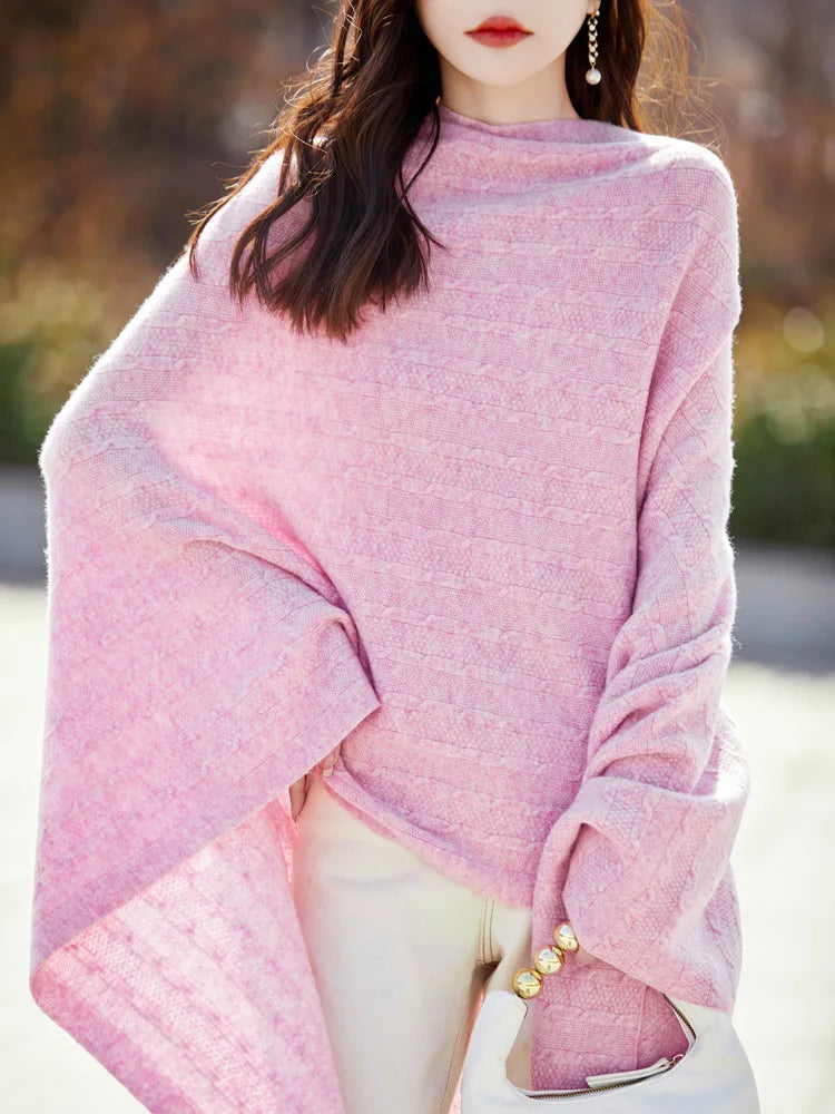 Spring and Autumn Trend 100% Pure Wool Shawl Women's Coat Multi-Functional Scarf Wool Knitted Cardigan Super Versatile Sweater