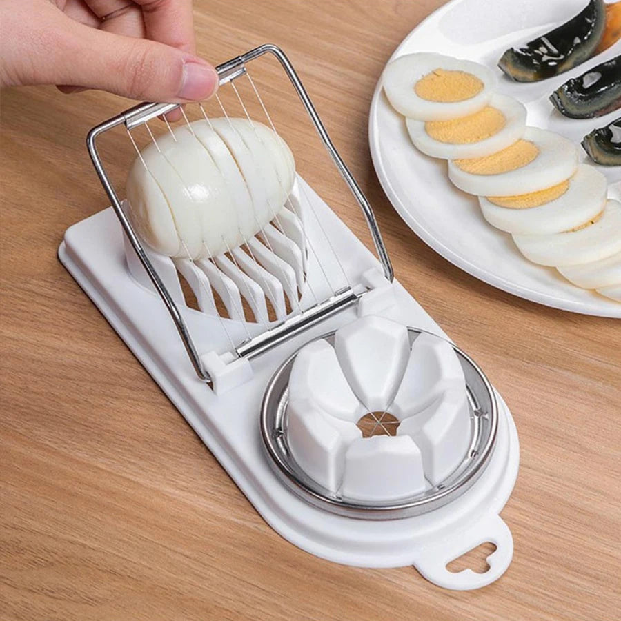 manufacturer  Multifunctional PP Base egg cutter 2-in-1 stainless steel wire pull egg cutter for hanging high-quality kitchen accessory tools   Kitchen gadgets