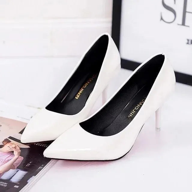 Manufacturer  Large Size Ladies Casual Office Shoes Fashion Pure Color Low Cut High Heels New Style Rubber Upgraded Version   Pumps