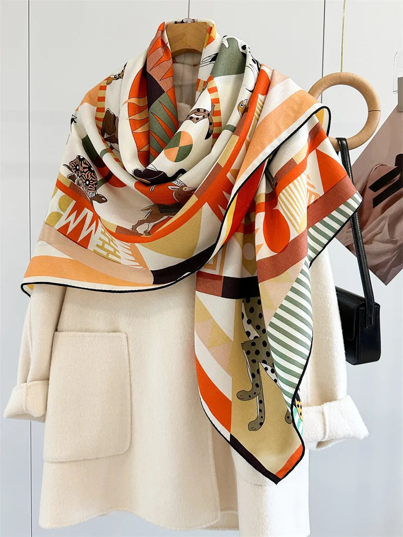 Winter Large Scarf Luxury Designer Pashmina Handmade Handrolled Shawls Hijab Women Head Neck Accessories Christmas Gift