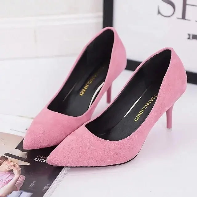 Manufacturer  Large Size Ladies Casual Office Shoes Fashion Pure Color Low Cut High Heels New Style Rubber Upgraded Version   Pumps