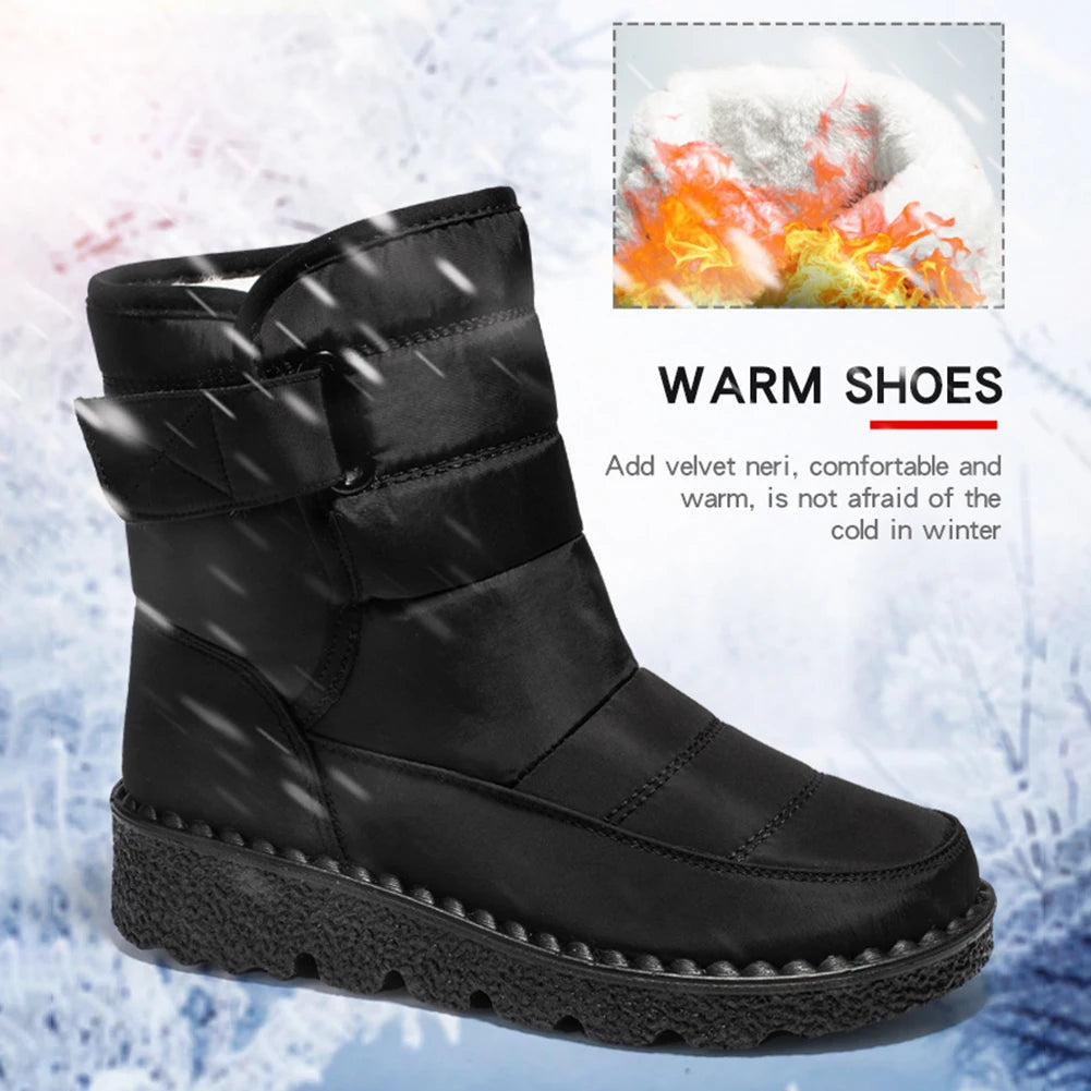 Manufacturer   Women Warm Plush Fur Boots Waterproof Ladies Winter Snow Boots with Hook&Loop Plush Lined Gifts for Mother Friends   boots