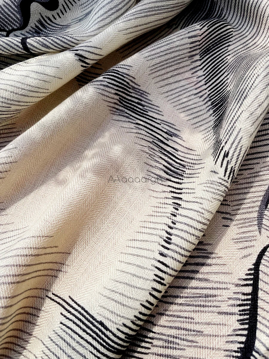 Horse Print Wool Silk Cashmere Scarf Women Luxury Brand Winter Scarfs Women Handrolled Edges Shawls Oversized Stole Foulard