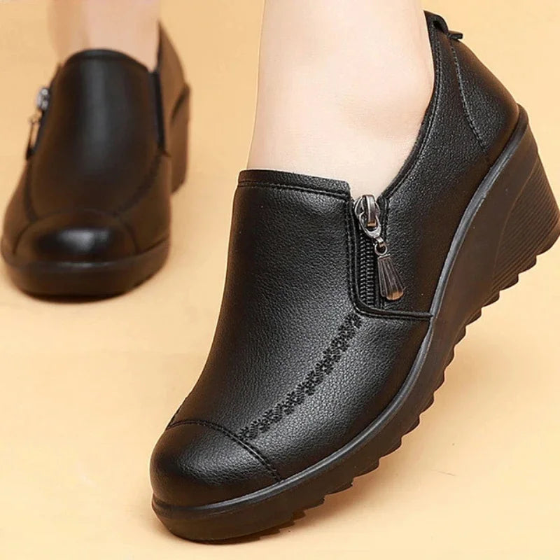 Manufacturer   Ngouxm Spring Autumn Women Pumps Wedges Shoes Woman Genuine Leather Casual Shoes Mother High Heels Shoes   Pumps