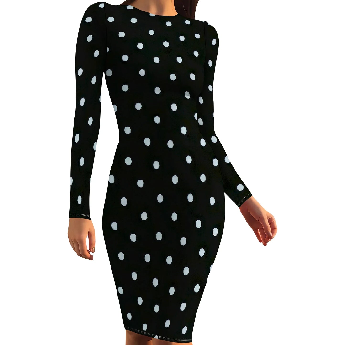 Womens Autumn Dresses Long Sleeve Basic Pencil Smocked Elastic Waist Casual A-Line Sexy Bodycon Mini Dress