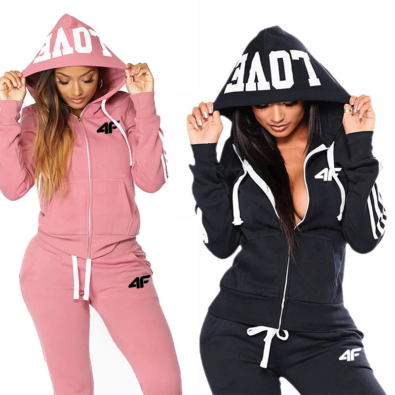 Women's Tracksuit Hooded Sweatshirts Sweatpants All Season Daily Sports Jacket Sportswear Ladies Outdoor Casual Sexy Zip Outfits  suits