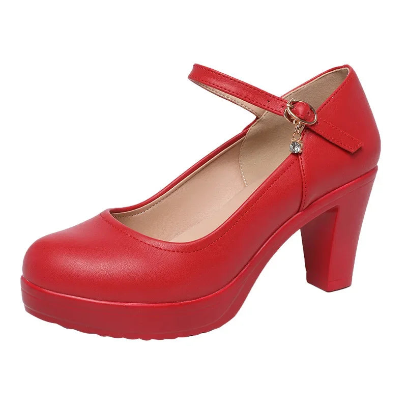 Manufacturer   Small Size 32-43 Shallow Thick Bottom White Silver Wedding Shoes Bride Platform Pumps Block High Heels Shoes for Model Mom   Pumps