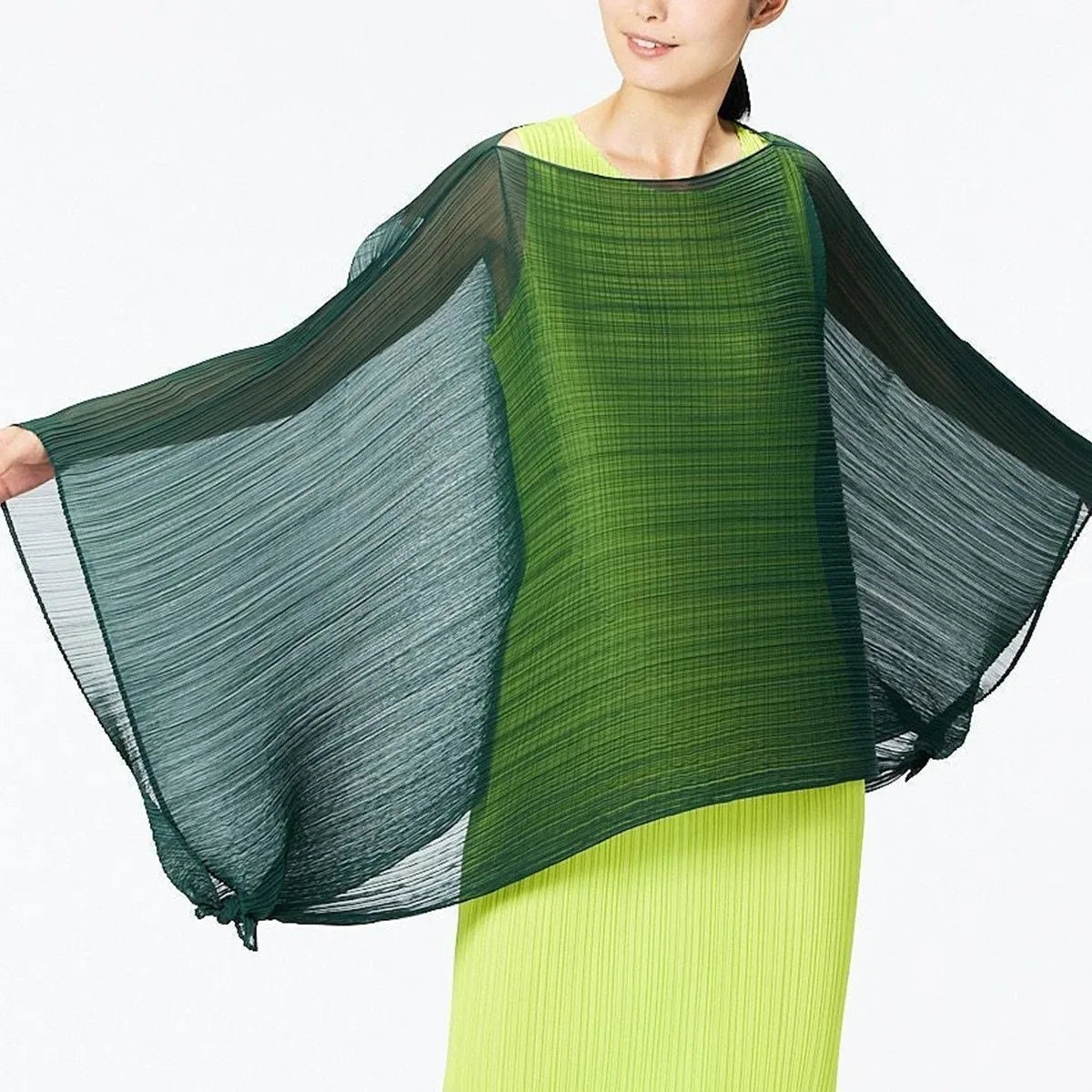 Miyake Basic Shawl Outer Cape Light Breathable Loose Fashionable Simple Versatile Sunscreen Shirt High-end Scarf PLEATS Shawl