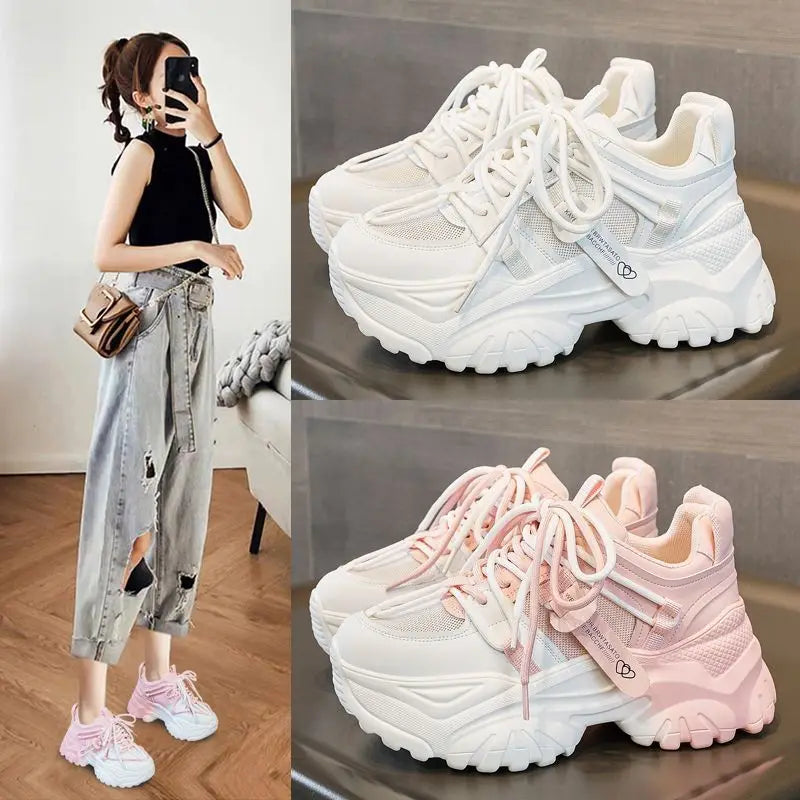 Manufacturer   Women's Shoes Casual Shoes Spring Sneakers Platform Woman-shoes Tennis Female Fashion Thick Sole  Roses Trainers Increased I    Sneakers