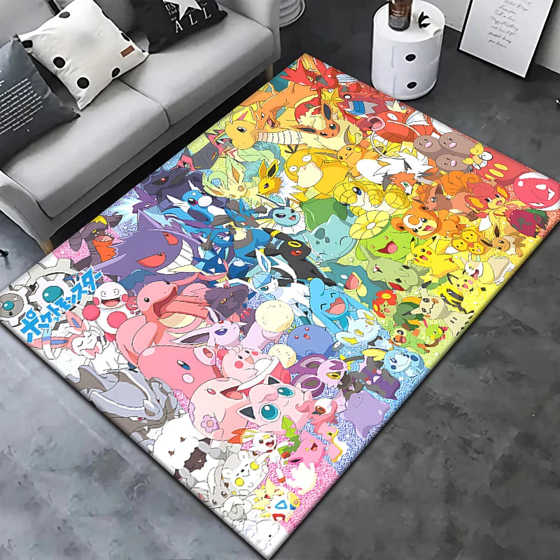 Pokemon Pikachu Cartoon Carpet Rug for Living Room Bedroom Decoration Picnic Camp Kitchen Carpet Crawling Carpet Decoration