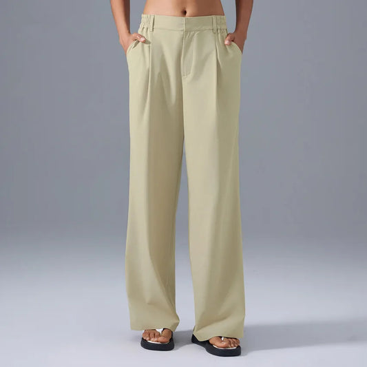 New High Waist Workout Wear Trousers Women Sports Pockets Straight Pants Breathable Loose Casual Athleisure Gym Pants