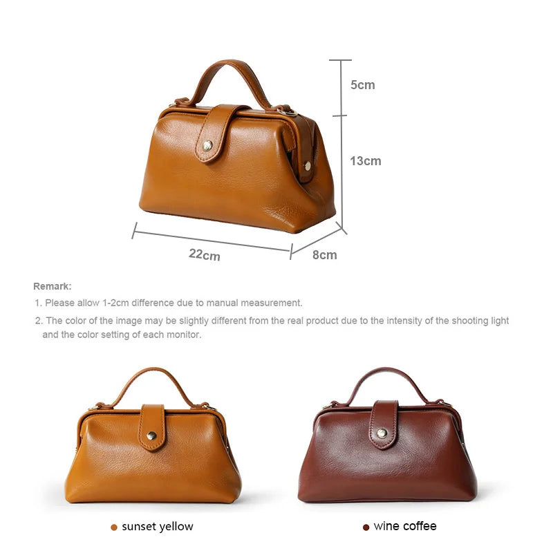 Hot sale Women Bag High Quality Waterproof Genuine Leather Messenger Lady Minimalist Doctor Handbag Girls Crossbody Shoulder Bag