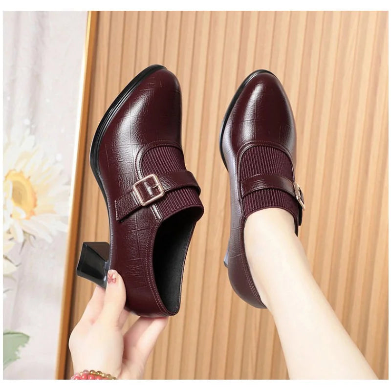 Manufacturer   All-Season Fashion Women’s Pumps – Soft Leather, Deep Vamp, Block Heel, Comfort Fit, Ideal for Office & Daily Wear, Mom Style   Pumps