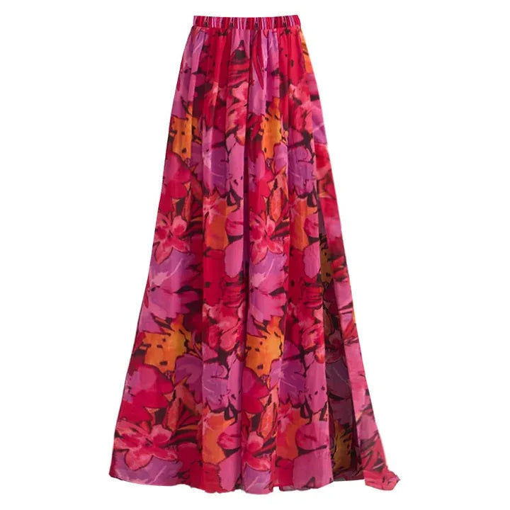 One Piece Floral Swimsuits Women Maxi Dress Print Starfish Brooch Swimwear With Skirt Vacation Bathing Suit Summer Outfit