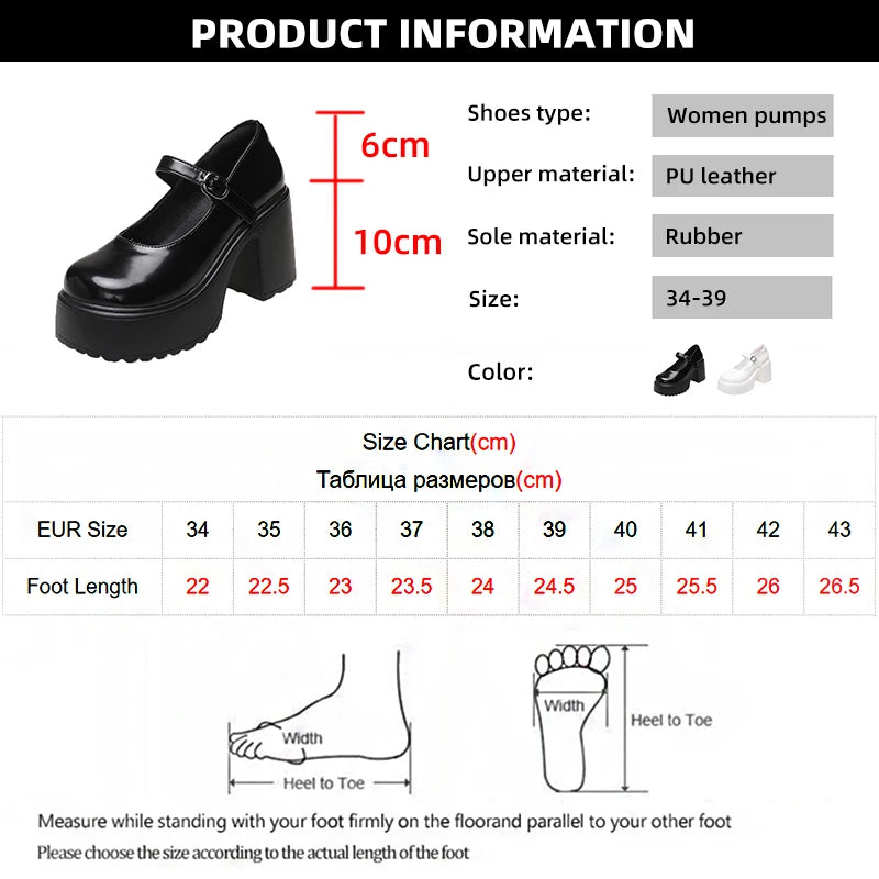 Manufacturer   Black Super High Heels Mary Jane Shoes Women  Goth Chunky Platform Pumps Woman Plus Size Ankle Buckle Party Lolita Shoes 42   Pumps