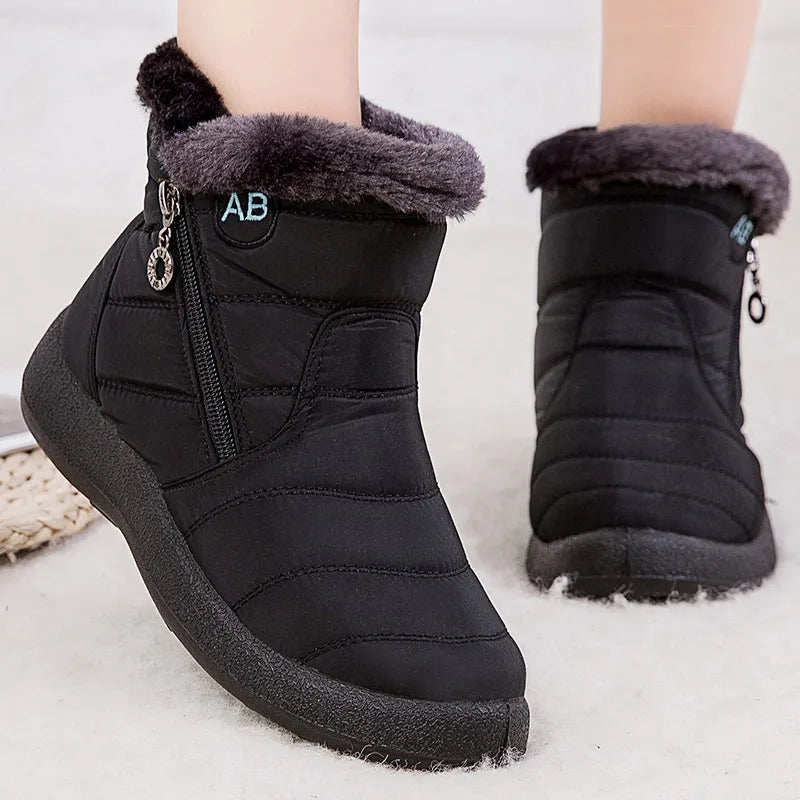 Manufacturer   Women's Boots Women's Ankle Boots With Fur Winter Shoes Women Low Heels Winter Boots Snow Waterproof Botas Mujer Winter Footwear   boots