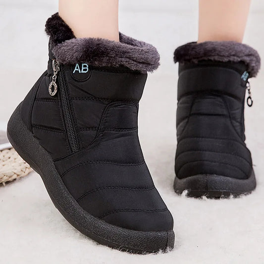 Manufacturer   Women's Boots Women's Ankle Boots With Fur Winter Shoes Women Low Heels Winter Boots Snow Waterproof Botas Mujer Winter Footwear   boots