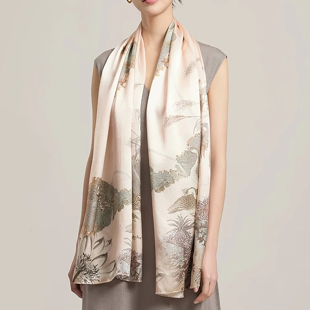 New Silk Scarf Mulberry Silkworm Shawl Women's Day Mother's Gift for Elders Mother's Day 100% Real Silk Satin Size: