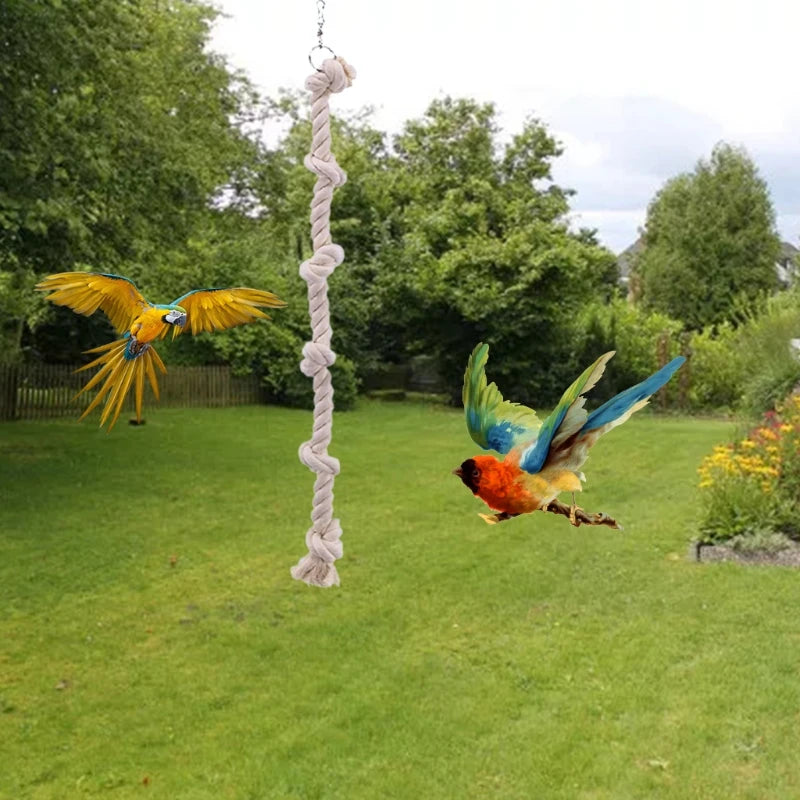 Hanging Cotton Rope Swing Cage with Knots, Parrot Climbing Toy, Boredom Breaker for Budgies  dog toy