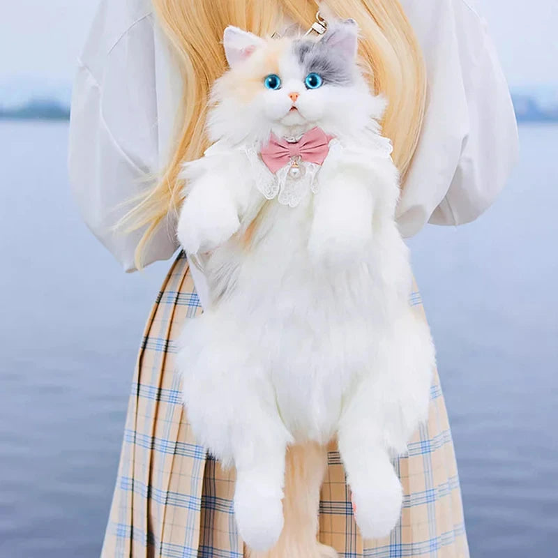 Pure Handmade Simulation Plush Cat Backpack Trendy And Cute Doll Cat Shoulder Bag For Women Exquisite Birthday Gifts For Girl CAT BAG