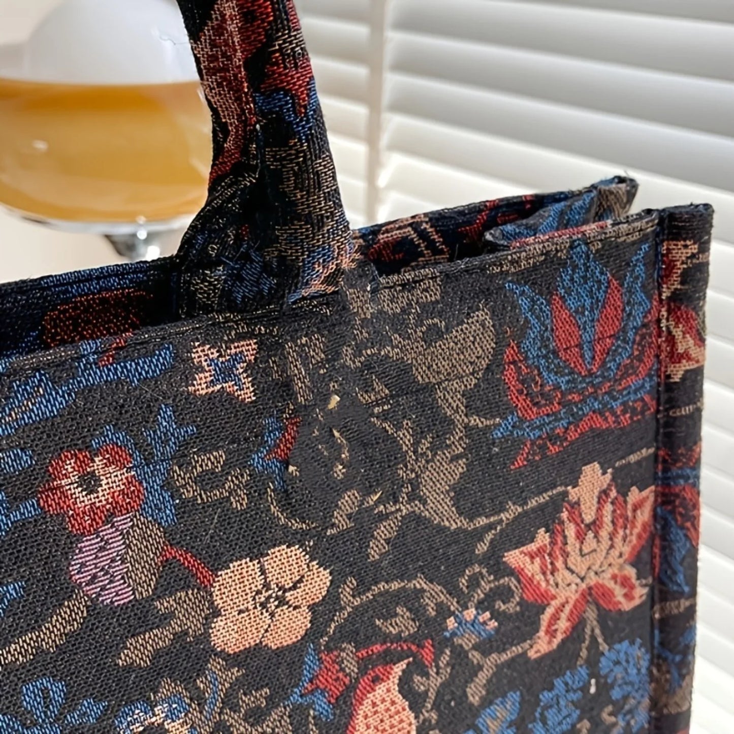 Vintage Tote Bag, All Over Floral Pattern Satchel Abg, Large Capacity Shoulder Bag