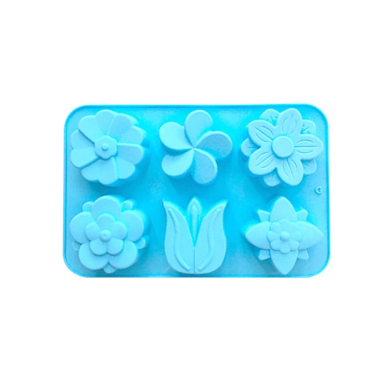 manufacturer  6 Holes Rose Flower Handmade Soap Candle Silicone Mold Heart shape DIY Cake Chocolate Baking Tools Ice Cube Making Mould   Kitchen gadgets