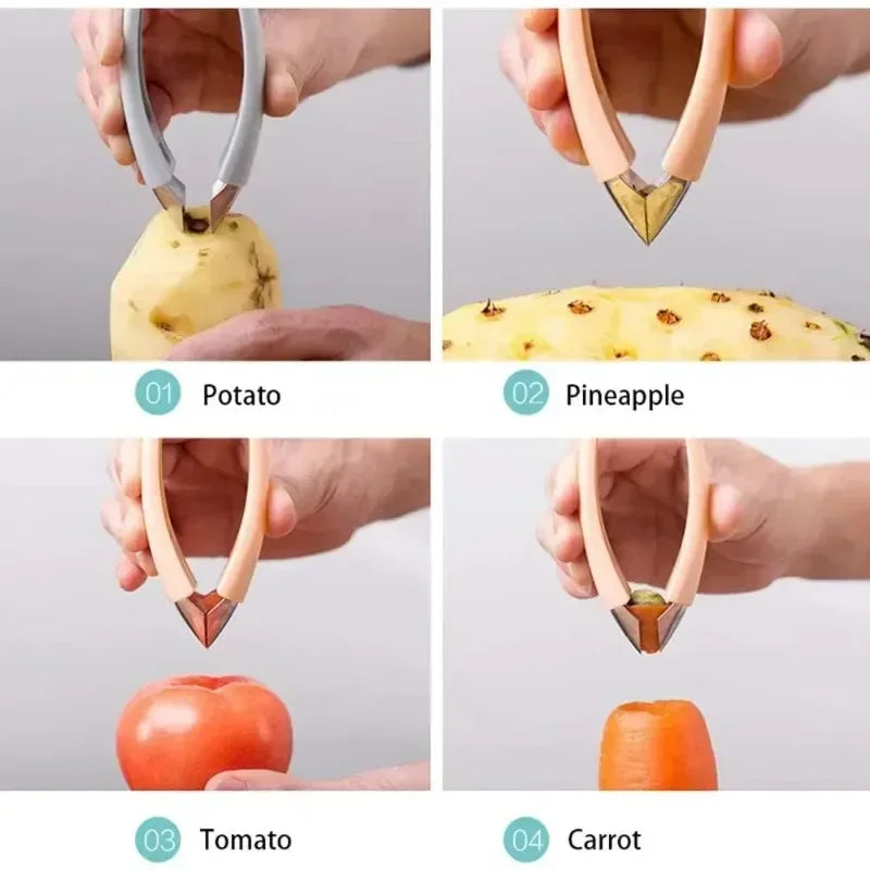 manufacturer  Kitchen Stainless Steel Pineapple Eye Corer Fruit Vegetable Knives Stem Remover Clip Strawberry Huller Peeler Tweezers Gadgets   Kitchen gadgets