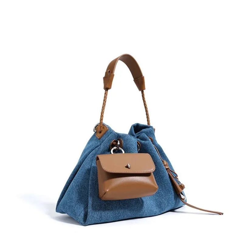JIAERDI High Street Denim Bucket Bag Purse Women Retro Handle Luxury Design Casual Crossbody Bags Female Retro Messenger Bag Y2k