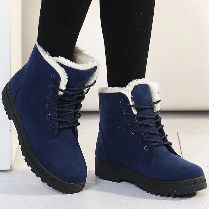 Manufacturer   Women's Winter Boots Low Heels Women Boots With Fur Warm Winter Shoes Women Snow Boots Ankle Botas Mujer Winter Footwear Female   boots