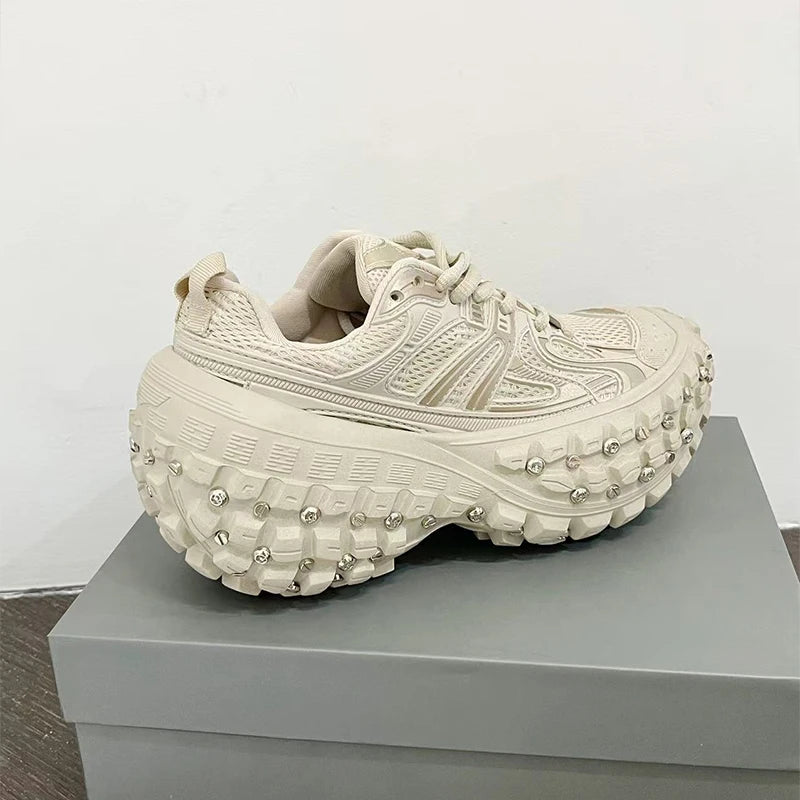 Manufacturer   Fashion Brand Men's Or Women's Thick-soled Sports Shoes  Spring New Rivet Design Couple Sports Shoes Breathable Casual Shoes    Sneakers