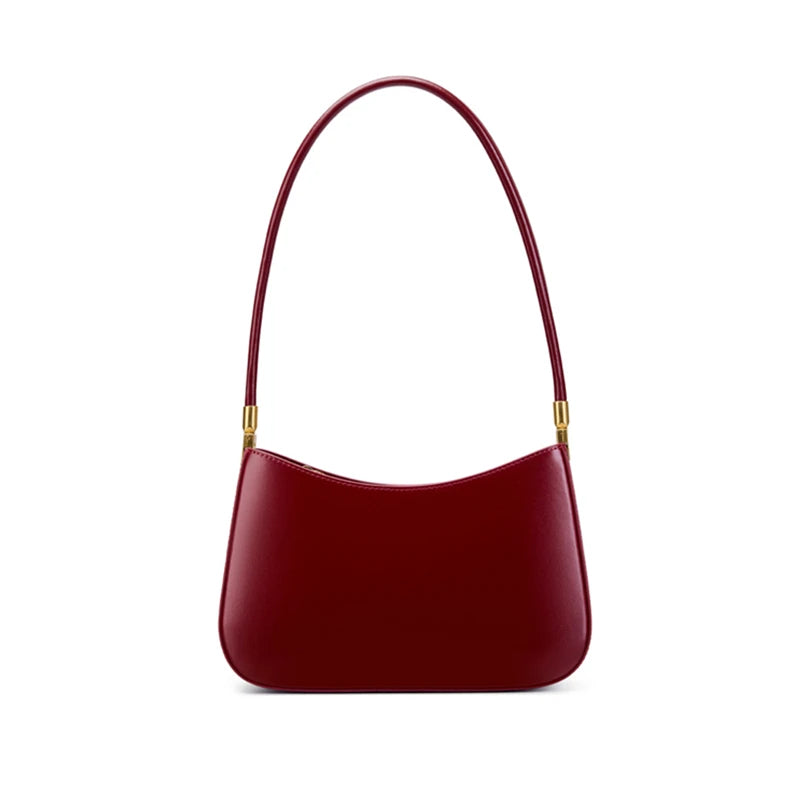 Toptrends Cowhide Genuine Leather Underarm Shoulder Bags For Women  Luxury Designer Long Handle Smooth Tote Ladies Handbags