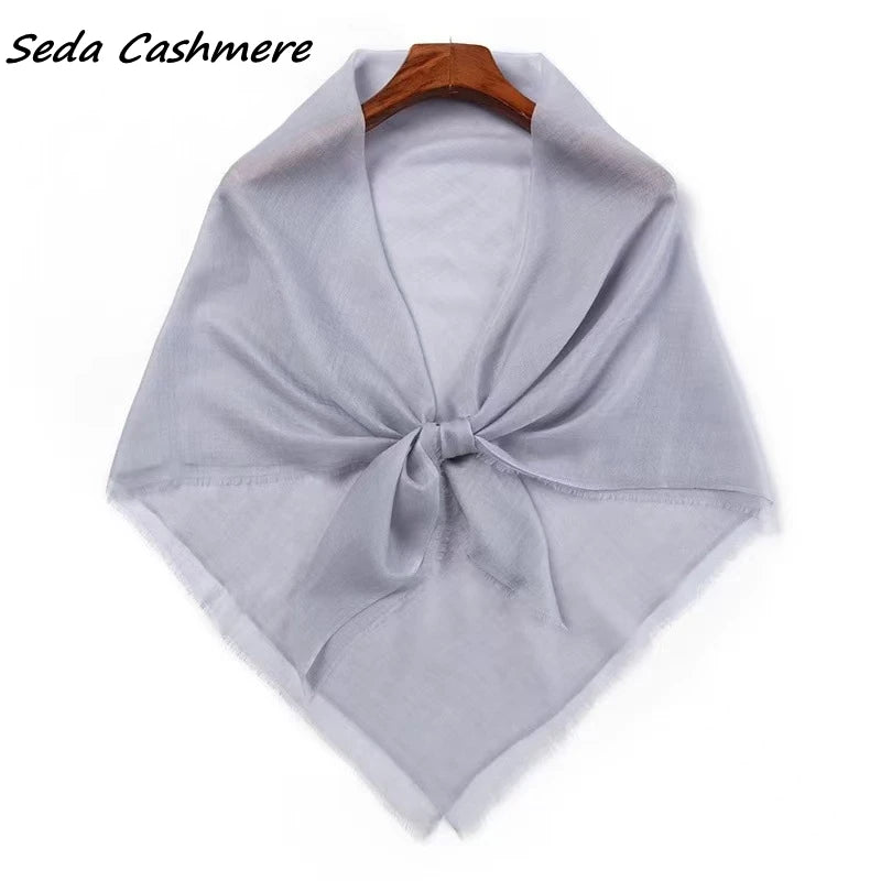 100%Cashmere Scarf Women  Ladies Luxury brand Thin Summer Winter  Ring Cashmere Square Shawl  Soft 100-100cm 1M